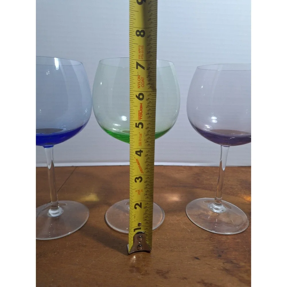 Vintage Multi Color Ombre Balloon Wine Glasses Set of 4 Festive Bar Cart Holiday